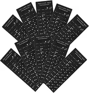 Tofficu 10pcs Multi Language Keyboard Stickers Computer Protector Durable Adhesive for Home Office School Present for Students and Friends Black Background with White Letters