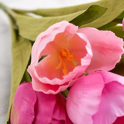 17" Colorful Decorative Pink Artificial Tulip Floral Bush