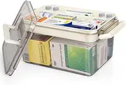 [kakeyrun] Medicine Storage Box, 1-Pack Pill Bottle Organizer With Handles & Multi-layer, Family First Aid Box Medicine Box Organizer (Small)