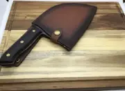 Home 2 Epicure Serbian Knife w/ Leather Sheath & Acacia Wood Cutting Board Set.