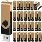 128MB USB Flash Drive - 100 Pack with Lanyards, 2.0 USB, Gold