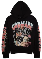 God Made Serenity Printed Hooded Cotton Sweatshirt - Black - XL XL