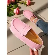 Women's Loafers Classic Loafers Soft Shoes Comfort Shoes Daily Mother's Day Flat Heel Round Toe Casual Comfort Microbial Leather Loafer Black White Pink