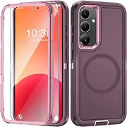 Mobile Phone Case for Samsung Galaxy A14 5G Case with Screen Protector, 360° Shockproof Robust Armour Case for Samsung A14 5G Case Cover Protective Case with Magnetic (Purple, for Samsung Galaxy A14)