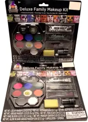 2-Halloween Deluxe Family Makeup Kit Face Paint Glow In Dark Fake Scar Red Blood