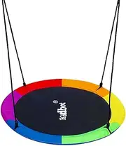 Kidbot Tree Swing Seat Chair Set Childrens Hanging Outdoor Indoor Round Flying Saucer Playset Outsides Garden Camping 2 Sides Disc Straps Carabiners