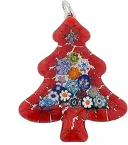 [Glass Of Venice] GlassOfVenice Murano Glass Millefiori Christmas Tree Pendant - Red