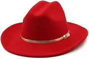 [Generic] Wool Women Men Fedora Hat for Winter Autumn Elegant Lady Trilby Felt Homburg Church Jazz Hat