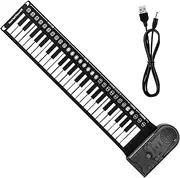 JOINPAYA Portable Electronic Piano 49 Key Hand Rolled Piano Recording Feature for Boys and Girls and Students Musical Instrument for Learning Black