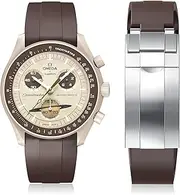 [REBANDACE] Strap for Moonswatch Watch,Cut to Size No Gap Silicone Strap for Omega X Swatch Speedmaster Moonswatch Watch 20mm,Soft Curved Replacement Strap for Swatch Omega Men Women