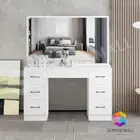 Large Mirror Dressing Table Makeup Vanity Organiser Cabinet 7 Drawers White