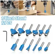 12 Pieces Tungsten Carbide Router Bits Router Bit Set 1/4" Shank for Woodworking