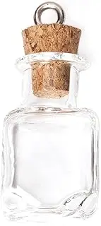 [INNSPIRO] Glass Pendant Square Transparent Bottle with Cork Stopper, 14 x 28 mm, 14 x 28 mm, Glass, No Gemstone, 14x28mm., Glass, No Gemstone