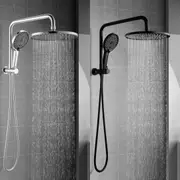 ACA Shower Head Set 10" Rain Handheld Heads Round Chrome Black WELS High Pressure