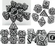 Antique White 7 Dice Set Poly RPG DnD Dungeons Dragons AD&D Pathfinder d20