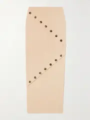 [A.W.A.K.E. MODE] A.W.A.K.E. MODE - Button-embellished Organic Cotton-jersey Maxi Skirt - Peach - large large Orange