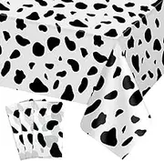 3PCS Cow Print Tablecloth 54x108 Inch Cow Tablecloth for Cow Birthday Party Decorations Plastic Rectangle Table Cover for Cow Print Party Supplies