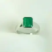 Colombian Emerald Ring 1.38 Cts Emerald Cut 18K Gold Size 6.75 US Fine Jewelry