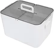 Respicefinem Large DoubleLayer Office White Plastic Storage Box With Compartments Ideal For Home Chest Transparent Flip Cover Portable ABS Material