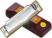 Harmonica 10 Hole C Key Clear Stable Sound Mouth Organ Exquisite Beautiful Harmonica for Beginners and Professionals (C)