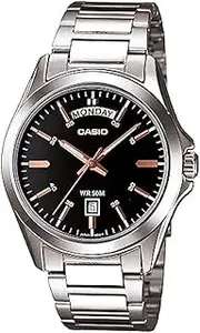[Casio] MTP1370D-1A2 Analog Silver Strap Unisex Adult Watch, Black/Rosegold Dial, 45 × 39.8 × 8.8 mm