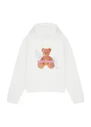 Palm Angels Kids Bear Angel Hooded Cotton Sweatshirt (14 Years) - White - 14YR (14 Years) 14YR (14 years)