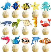 Ocean Sea Animal Cupcake Topper Ocean Animal Creature Cake Cupcake Toppers for Ocean Sea Theme Birthday Party Supplies Under The Sea Party Decoration