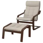POÄNG armchair and footstool, brown/Gunnared beige
