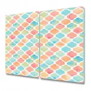 Tempered Glass Worktop Saver Colourful Moroccan Colourful Watercolour 2x30x52
