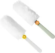 LOEFLIFA 2pcs Microfiber Dusters for Home Cleaning Rotating Dust Brushes with Electrostatic Adsorption for Computers Sofas Desks Cabinets Easy to Wash Replace Dust Removal Heads