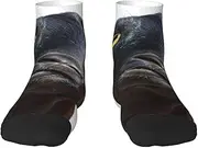 [EdWal] Cute Black Goat Animal print Men's Moisture Control Crew Socks Socks For Men and Women Gifts For Golf, Hunting, Camping