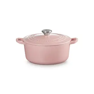 【Le Creuset】琺瑯鑄鐵鍋圓鍋22cm 水晶紫/甜心粉 2色可選(贈愛心鍋造型夾片4入)