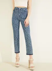 GUESS High-Rise Slim Fit Girly Denim Jeans In Leo Jade Wash Size: 25, Spandex