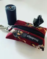 Kelpie Dog Poo Bag Holder - Handmade - Maroon