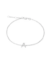 Jane Basch Silver 0.05 ct. tw. Diamond Initial Bracelet