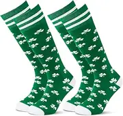 [Lonfliness] 2 Pairs St. Patrick's Day Compression Socks for Women Men, Green White Irish Knee High Socks St Patricks Day Accessories Gift