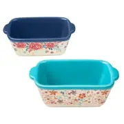 Pioneer Women Keepsake Floral 2pc Mini Ceramic Loaf Pans