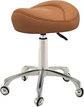 Saddle Stool Rolling Swivel Chair,Heavy-Duty Adjustable Stool with Wheels,Hydraulic Height Office Chair,for Salon Clinic Kitchen and Office(Color1)