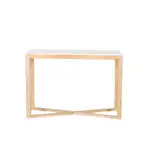 [James Lane] Milo Flute Mango Wood & Marble Top Console Table