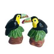 New Ceramic Tropical Toucan Bird Salt & Pepper Shakers by Amici Home 4"