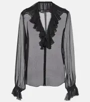 [Dolce & Gabbana] Dolce & Gabbana Ruffled silk chiffon blouse AU 14 black