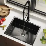 Welba Kitchen Sink 60X45CM With Pull Out Mixer Tap Stainless Steel Basin Black
