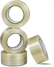 Superhesive 4 Pack 2in(5cm) 164ft(50m) 5.9mil Fiberglass Tape, Transparent Filament Reinforced Strapping Tape for Heavy Duty Packing and Steel Bundling