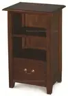 Timber Bedside Table with drawer & shelf, Medium Mahogany Brown Bedside.
