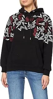 [LTB] Jeans Women's Toceri Sweater, Black White Crimson Mix Pattern 12609, XS