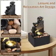 Indoor Tabletop Fountain Water Feature LED Lights Polyresin Statues Home Decorε⊘