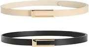 [Ssumday] 2 Pack Women's 1.1" Leather Belts for Jeans Pants Dresses with Fashion Alloy Pin Buckle