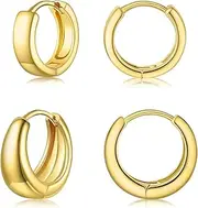 [ZEZHOMCHI] 14k Gold Filled Huggie Hoop Earrings Set Small Gold Hoop Earrings Hypoallergenic Dainty Tiny Cartilage Earrings Minimal Chunky Cuff Earrings For Women