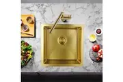 ACA Kitchen Sink 440x440mm Stainless Steel Sink Handmade Laundry Sink Single Bowl with Strainer Brushed Yellow Gold