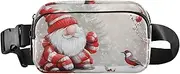 [XYMZR] Christmas Gnome Red Hat Fanny Pack Hip Bag Belt Bag for Women Man Fashion Waist Pack Water-repellent Crossbody Bag for Halloween Costumes Running Hiking Jogging Travel Sport, Multi-colored, one